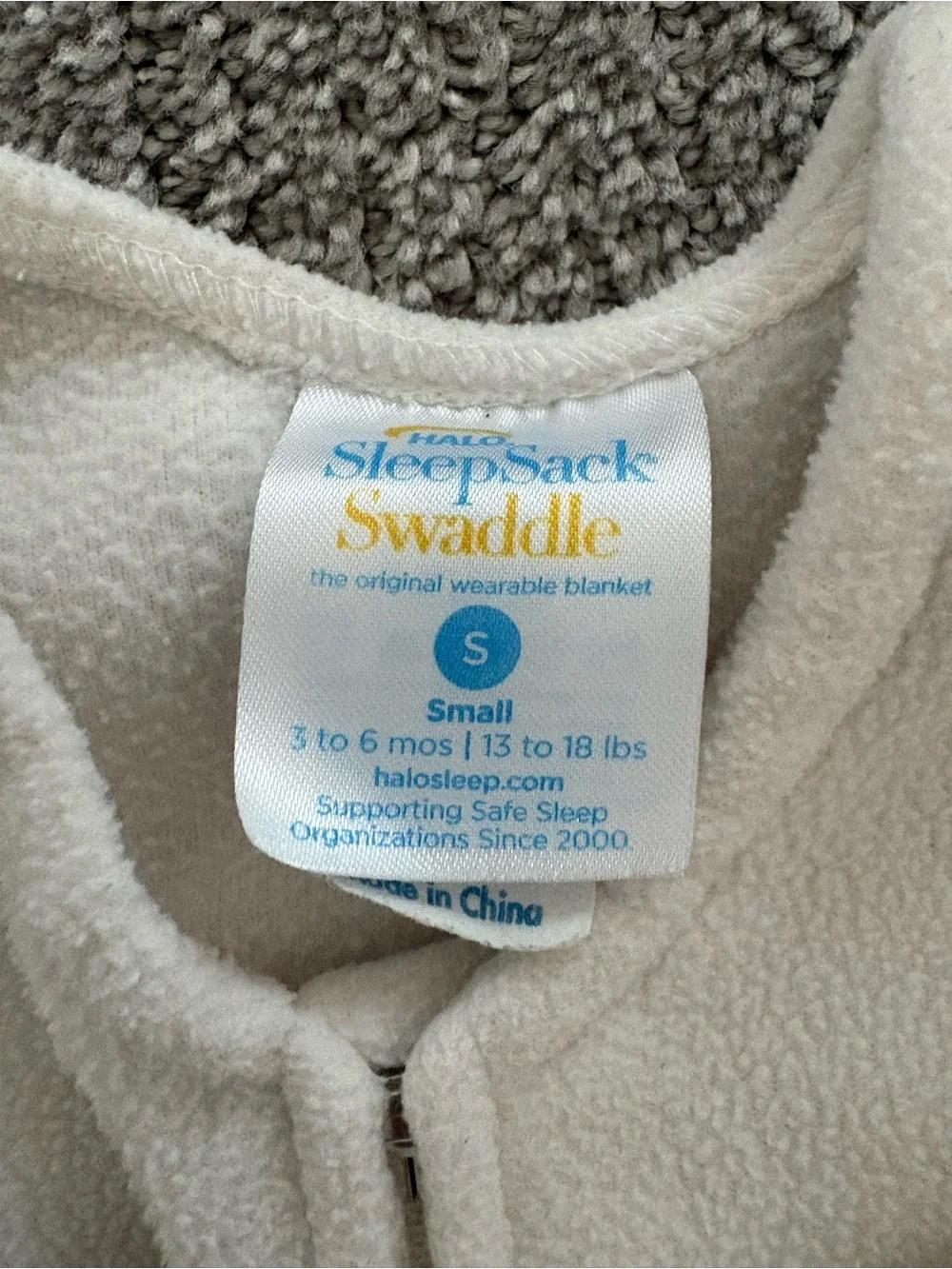 Halo Sleepsack Swaddle- size small (3 to 6 months)/fleece